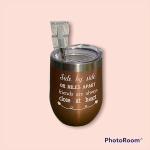 NEW•Rose Champagne shimmer metal cup 12oz